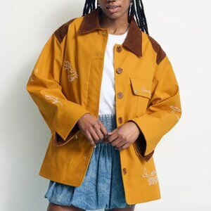 Sea New York Clyde Lighthouse Barn Jacket in Mustard Yellow Cotton Coat Medium M